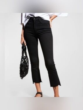 MOTHER The Insider Crop Two Step Fray Black Jeans Not Guilty  Size 26